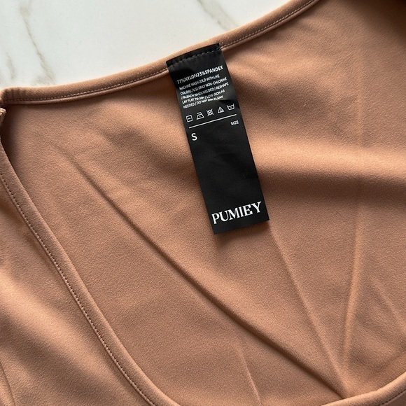 NWT PUMIEY flare jumpsuit size small tan brown latte color - Picture 3 of 8